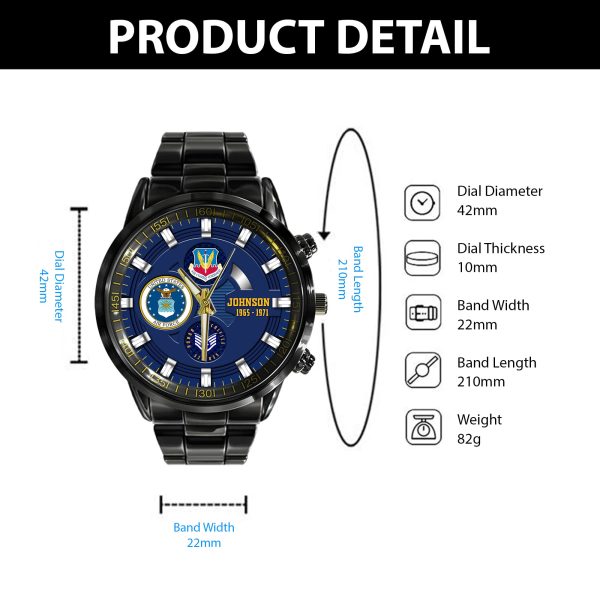Air Force Military Ranks Airforce Command Black Stainless Steel Watch SS8 2