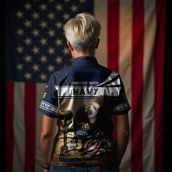 Navy Rating Proudly Served US Veteran Women Polo 4