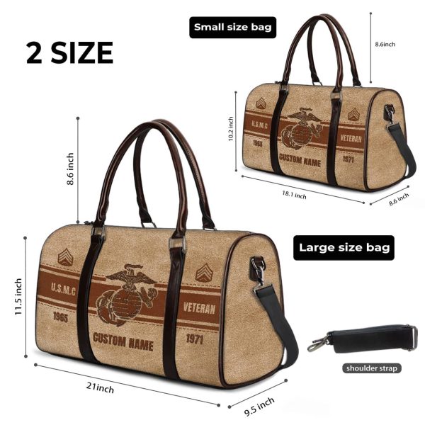 2 USMC Brown Leather Veteran Bag