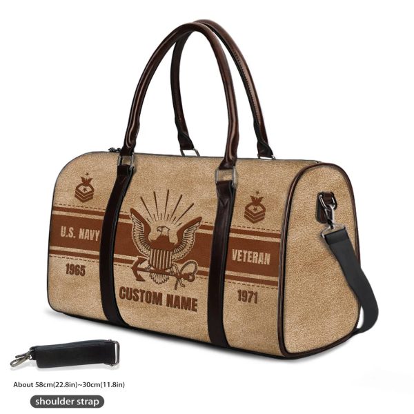 Navy Brown Leather Veteran Bag 2